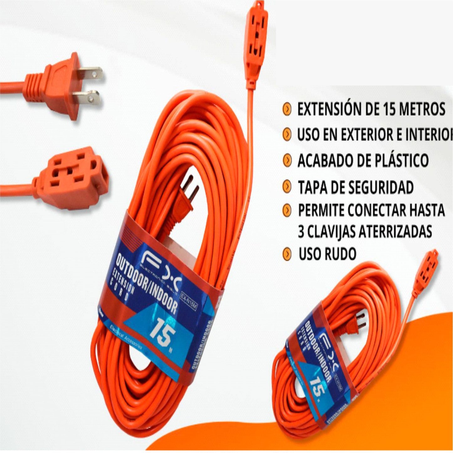 ZF-2332 EXTENSION ELECTRICA DE 15 M CON 1 PZ O CAJA CON 30 PZS