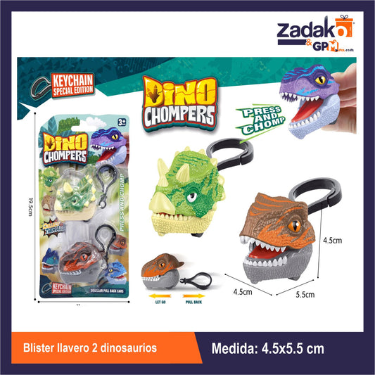 ZJ-2418 BLISTER LLAVERO 2 DINOSAURIOS CON  1 PZ O CAJA CON 288 PZS