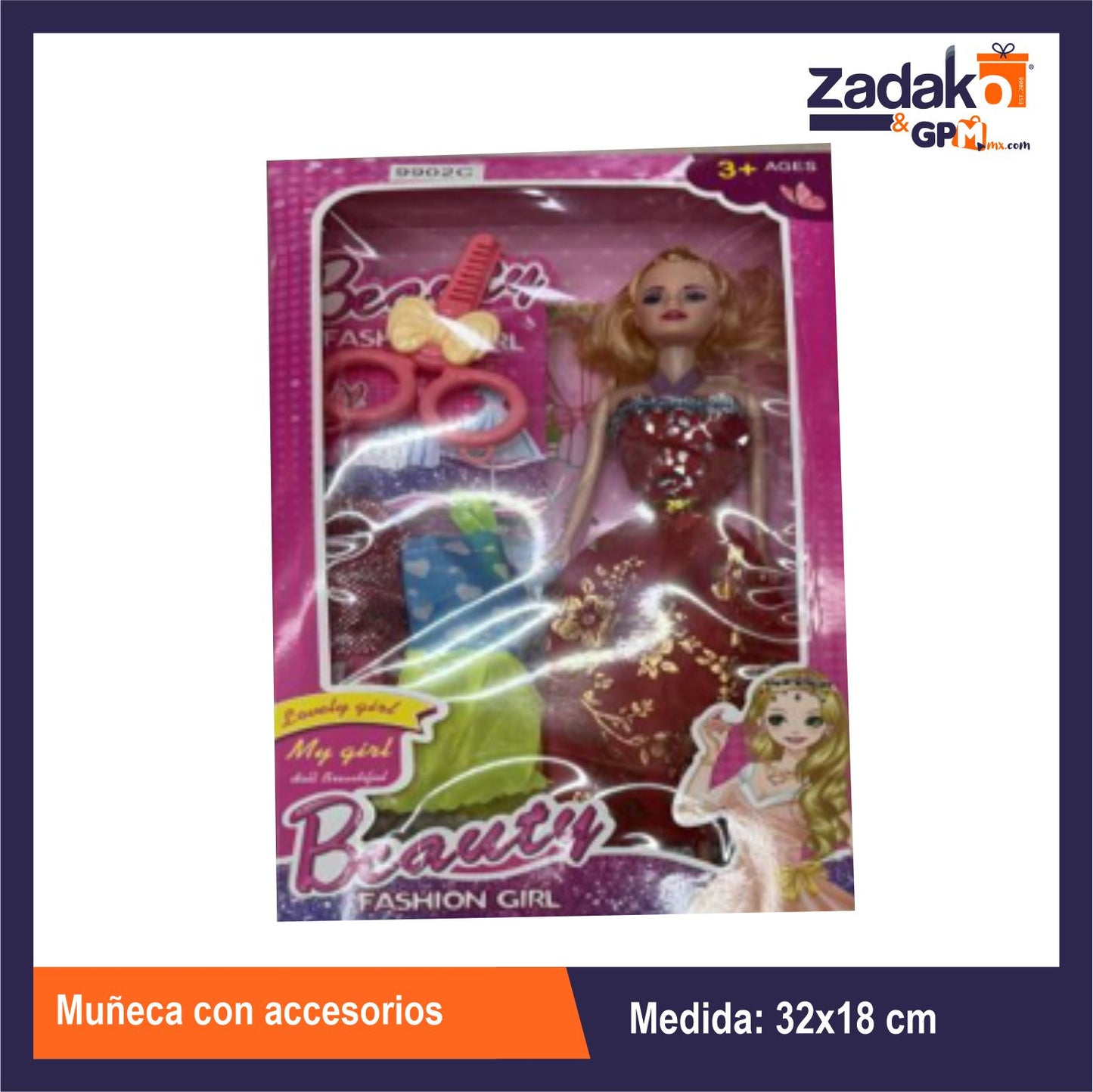 ZT-0521 MUÑECA CON ACCESORIOS CON 1 PZ O CAJA CON 120 PZS