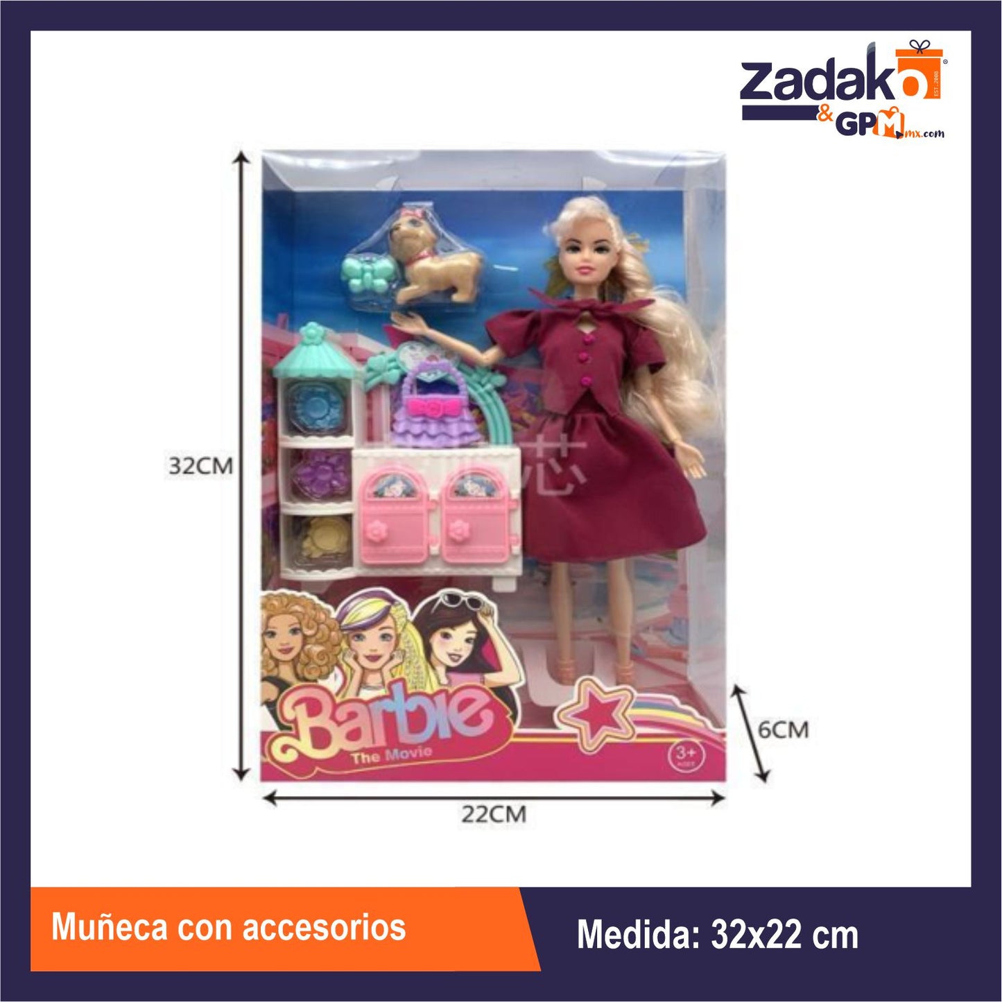 ZT-0542 MUÑECA CON ACCESORIOS CON 1 PZ O CAJA CON 60 PZS