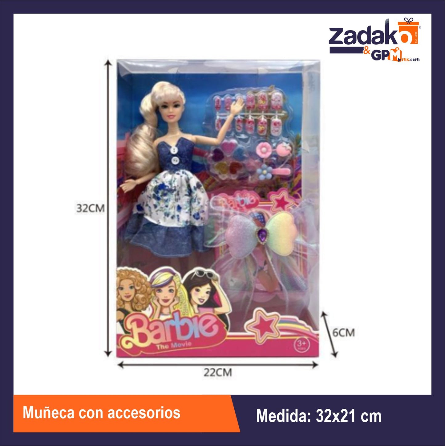 ZT-0546 MUÑECA CON ACCESORIOS CON 1 PZS O CAJA CON 60 PZS