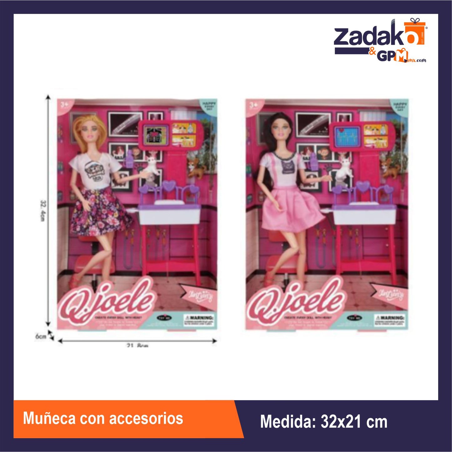 ZT-0550 MUÑECA CON ACCESORIOS CON 1 PZ O CAJA CON 60 PZS