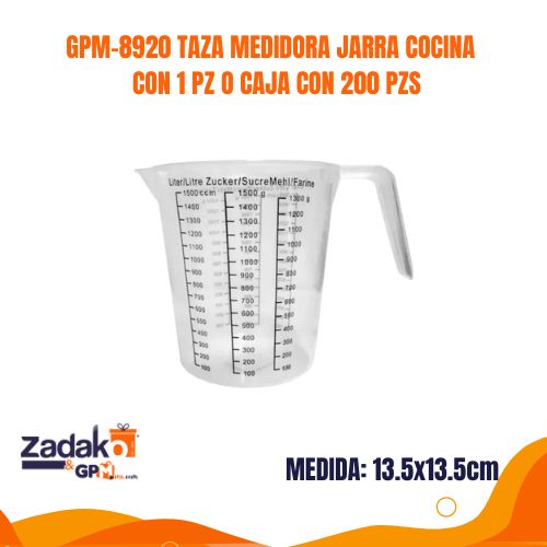 GPM-8920 TAZA MEDIDORA JARRA COCINA 13.5 X 13.5 XM CON 1 PZ O CAJA CON 200 PZS
