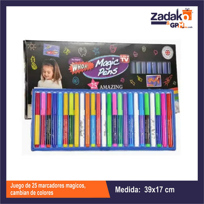 GPM-9095 C-9852-38 JUEGO DE 25 MARCADORES MAGICOS, CAMBIAN DE COLORES CON 1 PZ O CAJA CON 90 PZS