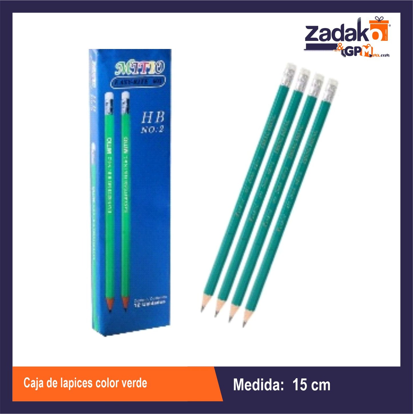 GPM-9099 C-998-15 CAJA DE LAPICES COLOR VERDE CON 12 PZ CON 1 PQT O CAJA CON 240 PQTS