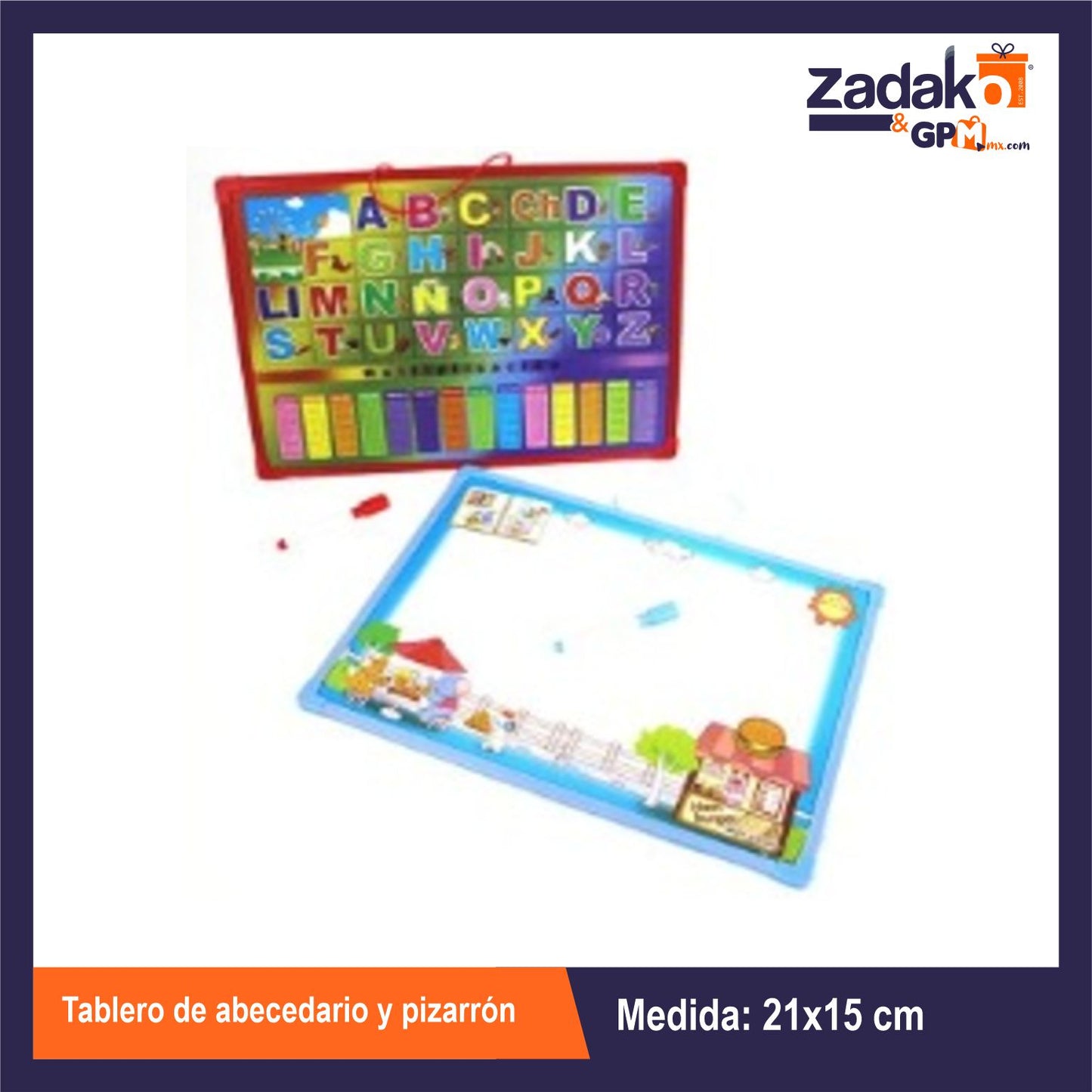 C-283-18-1 TABLERO DE ABECEDARIO Y PIZARRON 21*15 CM CON 1 PZ O CAJA CON 288 PZS