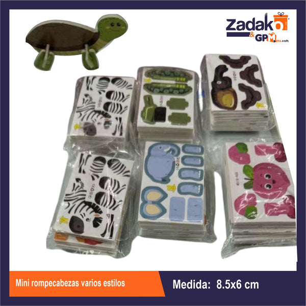 HFY-13171 MINI ROMPECABEZAS 8.5 X 6 CM VARIOS ESTILOS CON 10 PZS O CAJA CON 84 PQTS