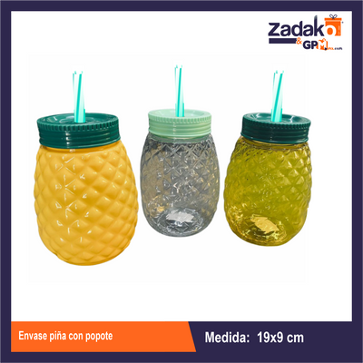 ENVASE PIÑA CON POPOTE, CON 1 PZ O CAJA CON 77 PZS
