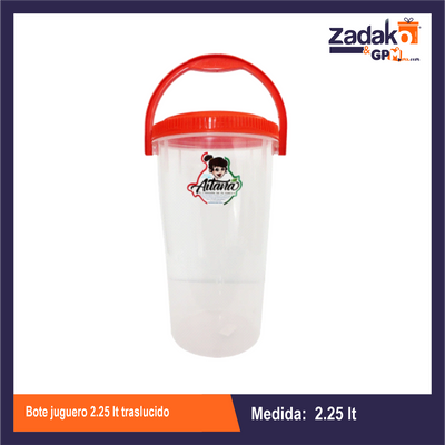 AIT-029 BOTE JUGUERO 2.25 LT TRASLUCIDO CON 1 PZ O CAJA CON 30 PZS.