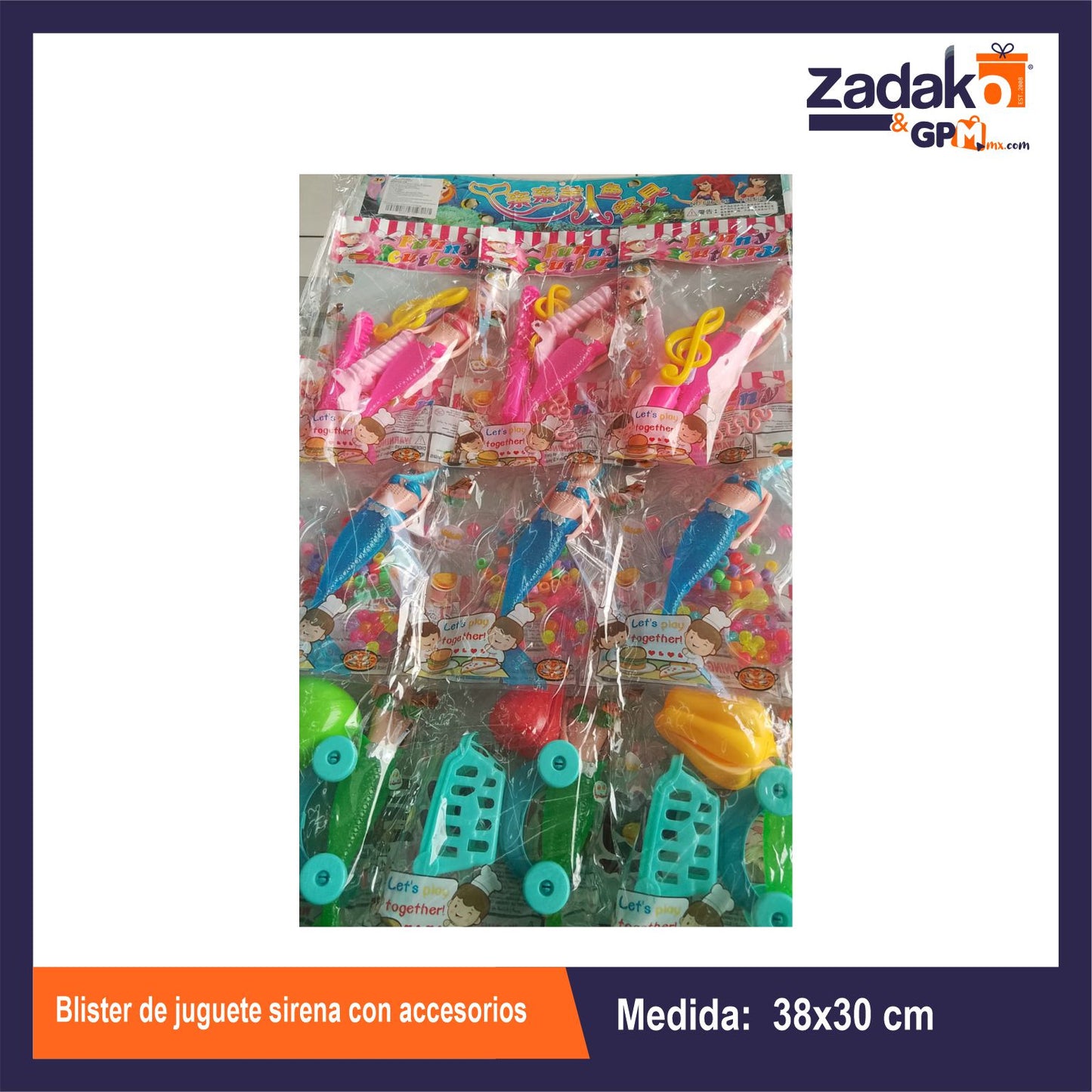 HFY-10928 BLISTER DE JUGUETE SIRENA CON ACCESORIOS CON 9 PZS O CAJA CON 20 PQTS