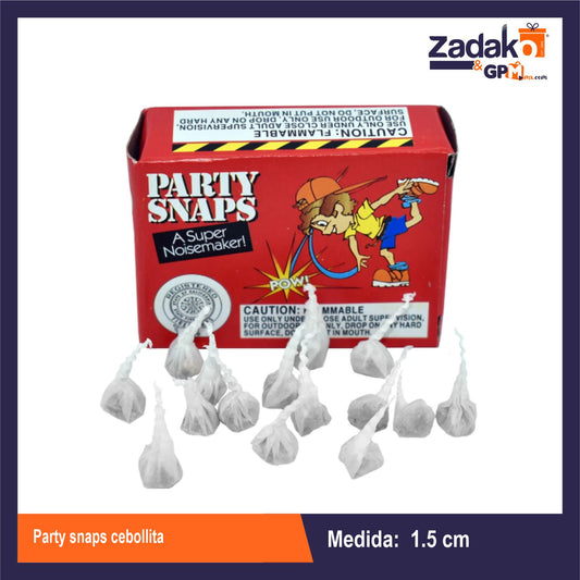 T8500 PARTY SNAPS CEBOLLITA CON 1 PZ O CAJA CON 300 PZS