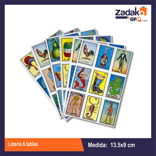 LOTERIA 6 TABLAS CON 1 PZ O CAJA CON 300 PZS