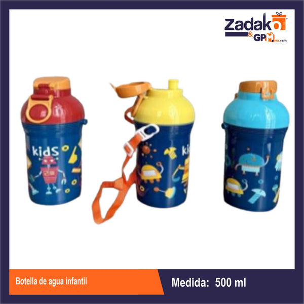 AD-1605  BOTELLA DE AGUA INFANTIL 500 ML CON 1 PZ  O CAJA CON 105 PZS