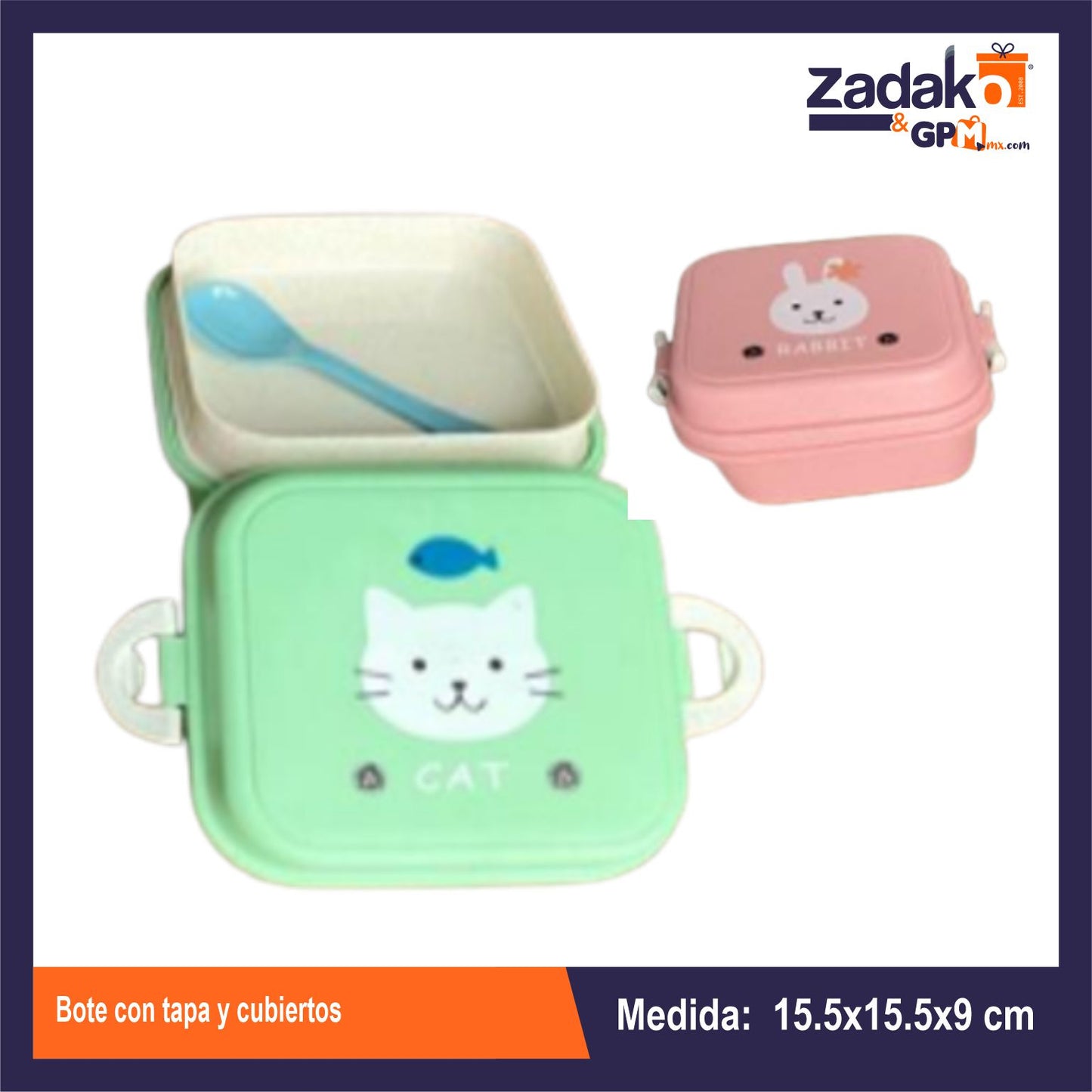 AD-1902 BOTE CON TAPA Y CUBIERTOS  CON 1 PZ O CAJA CON 72 PZS