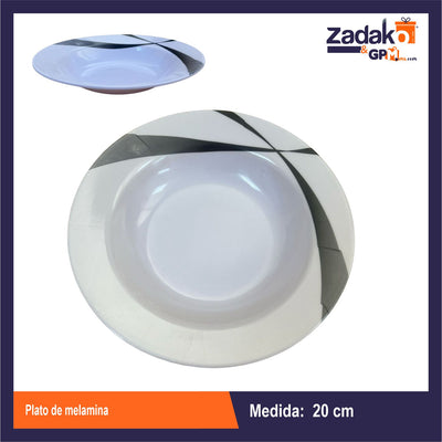 AB-0952-8  PLATO DE MELAMINA 20 CM CON 1 PZS O CAJA CON 120 PZS