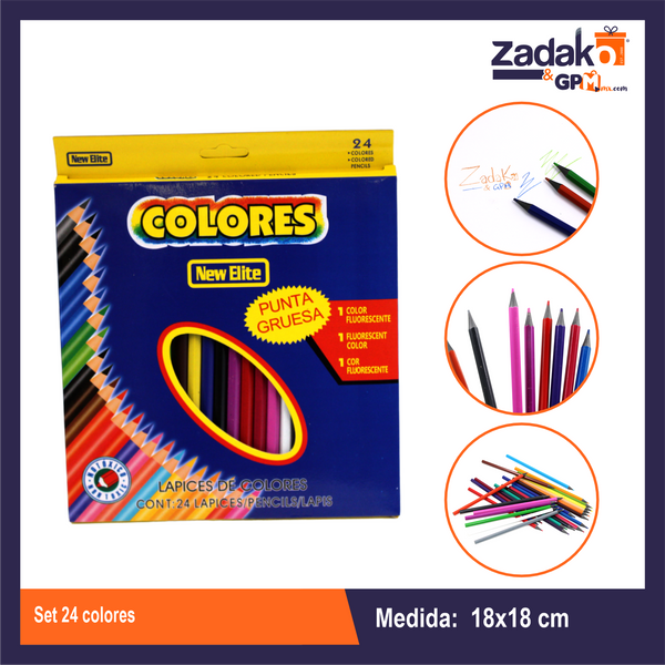 UA-2527 SET 24 COLORES, CON 1 PQT O CAJA CON 120 PQTS