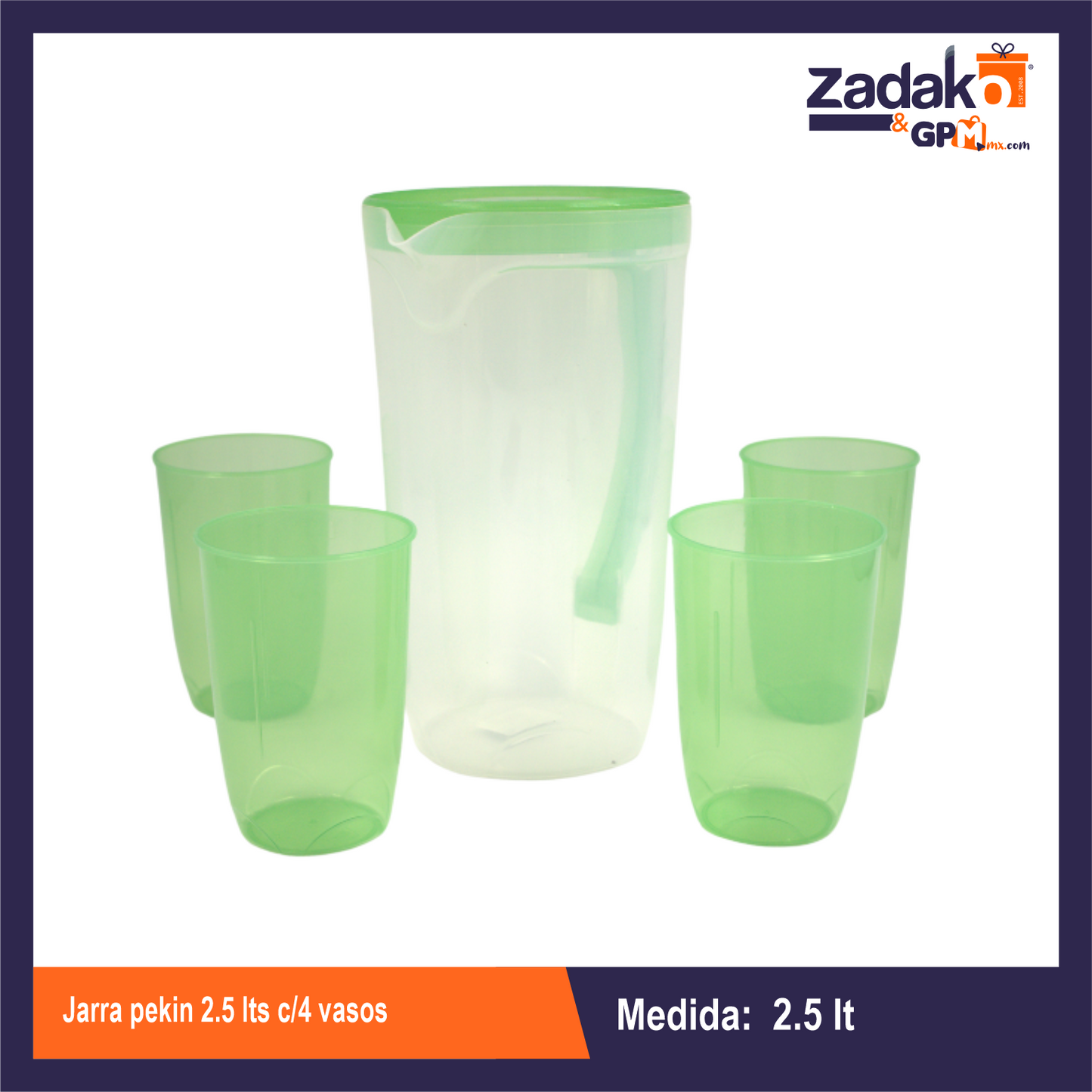 1554 JARRA PEKIN 2.5 LTS C/4 VASOS CON 1 PZ O CAJA CON 12 PZS