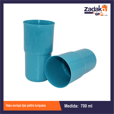 VASO EUROPA 700 ML TIPO PELTRE TURQUEZA DE PLASTICO CON 1 PZ O CAJA CON 50 PZS