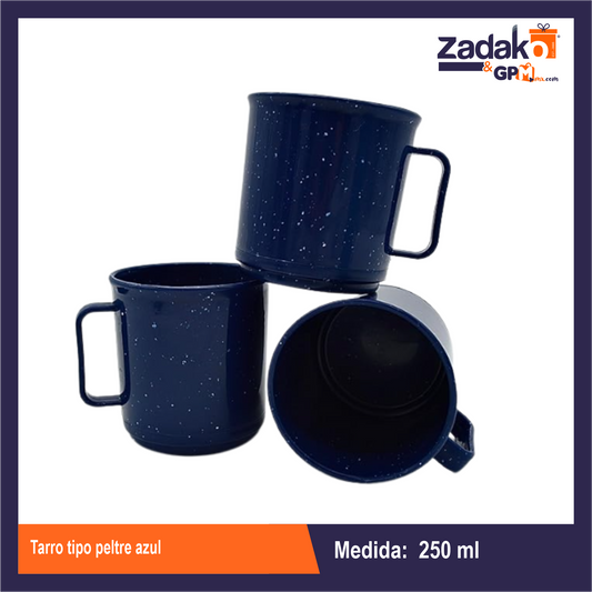 TARRO TIPO PELTRE AZUL DE PLASTICO CON 1 PZ O CAJA CON 50 PZS