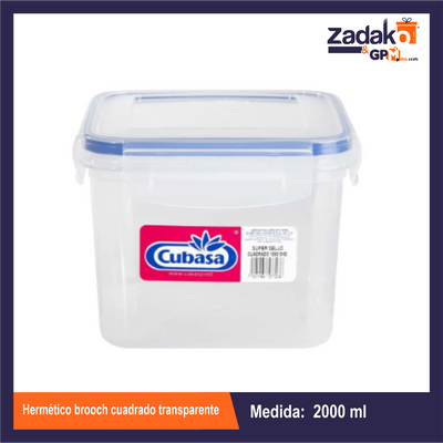HERMETICO BROOCH CUADRADO TRANSPARENTE 2000 CON 1 PZ O CAJA CON 12 PZS