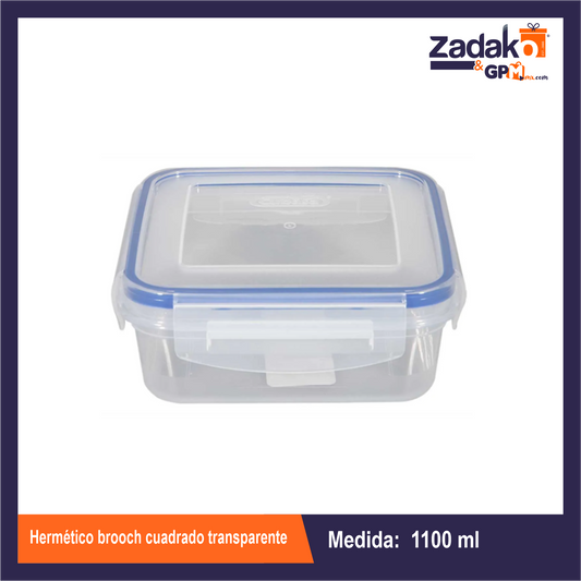 HERMETICO BROOCH CUADRADO TRANSPARENTE 1100 CON 1 PZ O CAJA CON 12 PZS