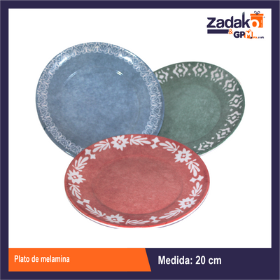AB-1262-7.75 PLATO DE MELAMINA 20 CM CON 1 PZ O CAJA CON 96 PZS