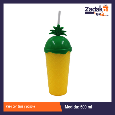 AD-0534  VASO CON TAPA Y POPOTE CON 1 PZ  360 PZS