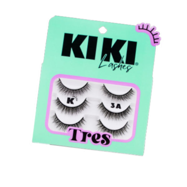 K3A TRES KIKI LASHES 3 PARES DE PESTAÑAS POSTIZAS, PAQUETE CON 12 PZS