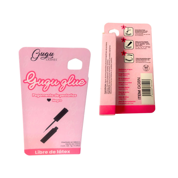 GGBN GUGU GLUE PEGAMENTO DE PESTAÑAS NEGRO 7g, PAQUETE CON 12 PZS