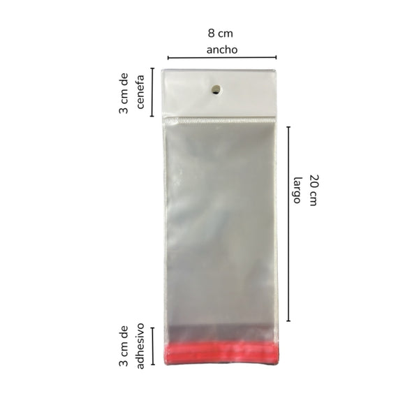 BOLSA CELOFAN CP 8X20 PQT CON 100 PZS