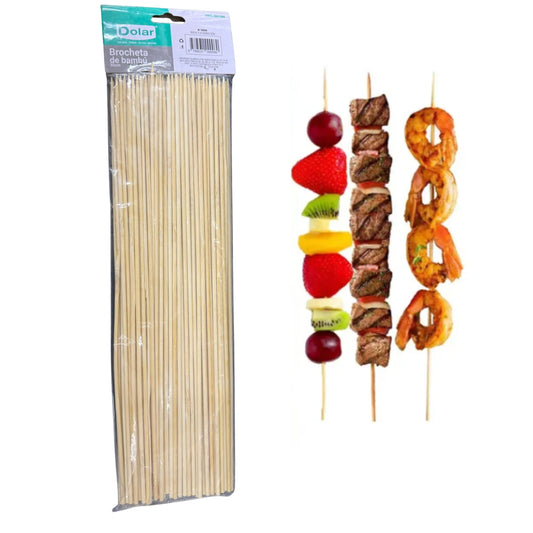 M-100008 BROCHETA DE BAMBOO 30CM CAJA CON 1 PAQ O CAJA CON 120 PQTS