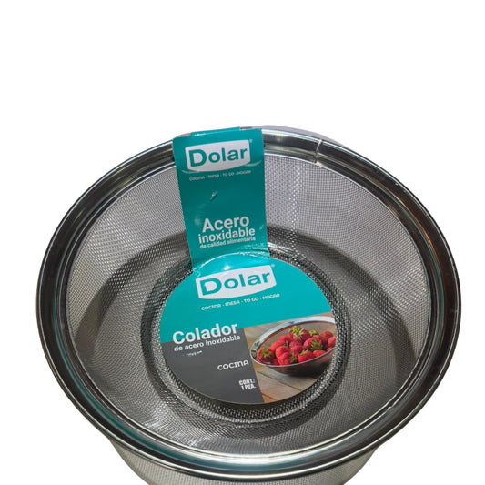 M-00282 COLADOR DE ACERO 28CM CON 1 PZ O CAJA CON 100 PZS