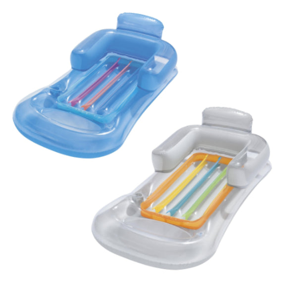 43028 CAMA INFLABLE 1.61 x 0.89 m AZUL Y PLATA CON 1 PZ O CAJA CON 8 PZS