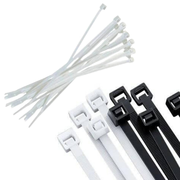 KG25117 CINCHOS NYLON BLANCO Y NEGRO CON 1 PAQ O CAJA CON 100 PQTS