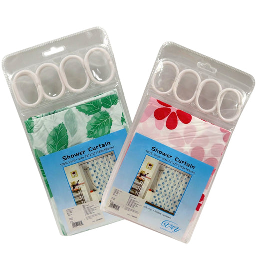 35009-2 CORTINA PARA BAÃ‘O 183x183 cm DECORADA 4 MOD CON 1 PZ O CAJA CON 96 PZS