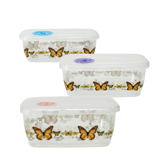 AK-3623C JGO DE 3  RECIPIENTES CON TAPA DE PLASTICO  S: 13.5X7.5 CM 300 ML , M: 18X11X6.5CM 900 ML ,GD 21X14X8CM 1800 ML CON 1 PQT O CAJA CON 48 PQTS