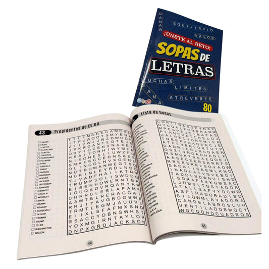 BPVST3048 LIBRO PASATIEMPOS 20 X 27 CM 80 PAG SOPA DE LETRAS CON 1 PZ O CAJA CON 48 PZS