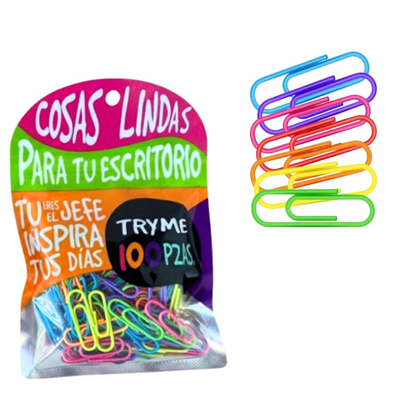 228 CLIPS DE COLORES NEON BOLSITA C/100 PZS CON 1PQT O CAJA CON 400 PQTS