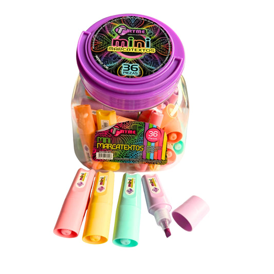 708P MINI MARCATEXTO COLORES PASTEL BOTE C/36 PZS CON 1 PQT O CAJA CON 24 PQTS