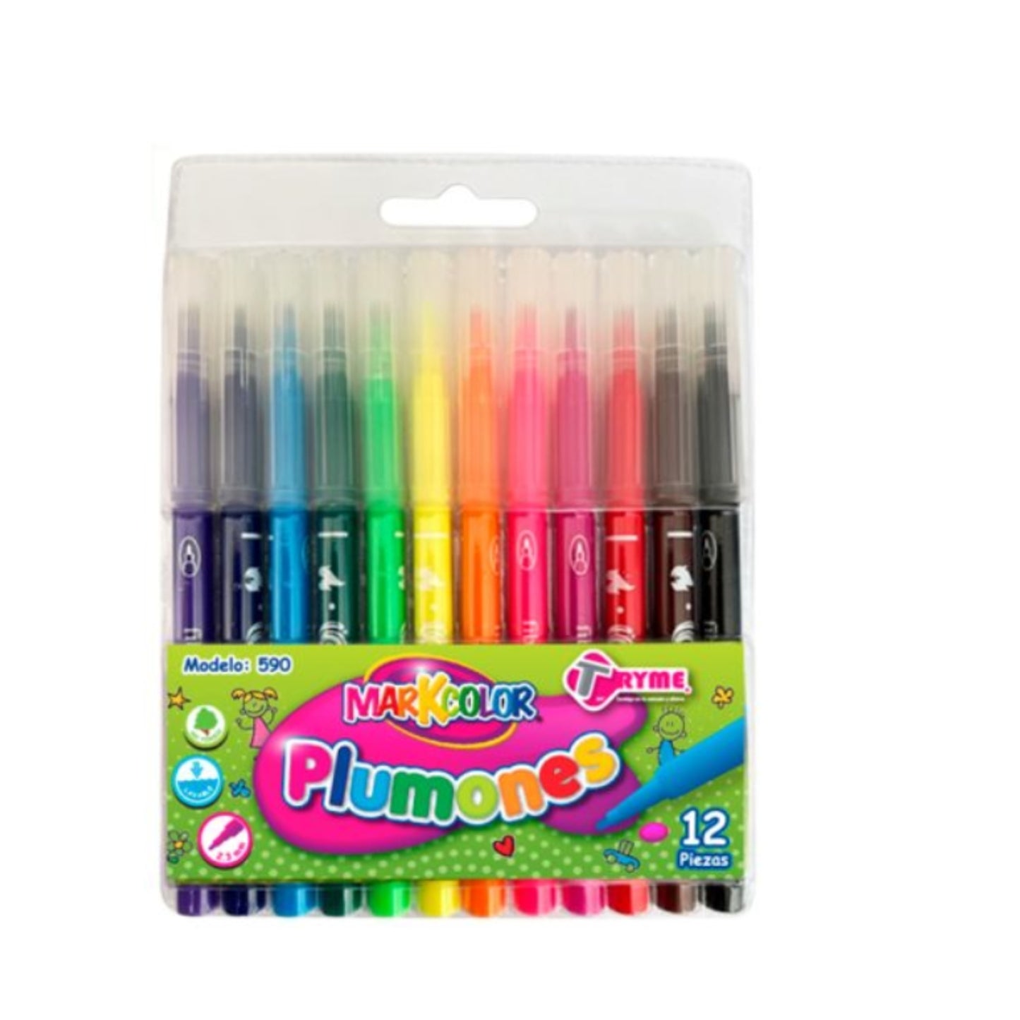 590 PLUMON DE COLORES VIVOS C/12 PZS CON 1 PQT O CAJA CON 144 PQTS