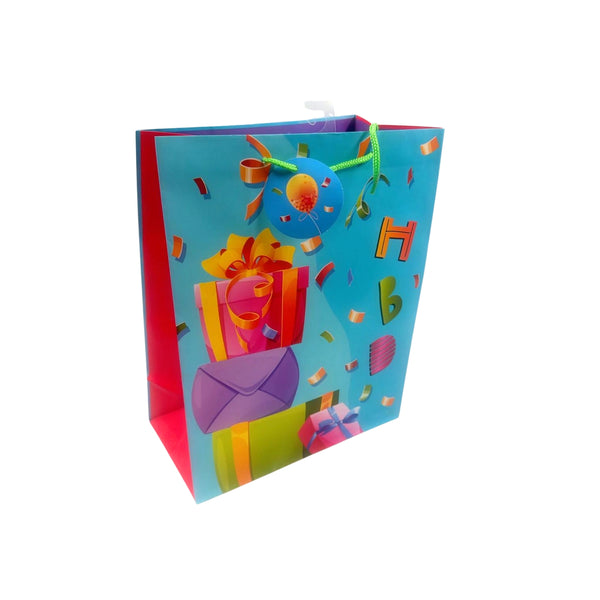 GBHB310L BOLSA DE REGALO 10 X 13 PULG CUMPLEAÑOS MATE 4 MOD EXPLOSION FETSIVAL CON 1 PZ O CAJA CON 48 PZS