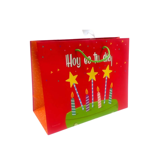 GBHB298HM BOLSA DE REGALO 9X7 PULG CUMPLEAÑOS HORIZONTAL MATE 4 MOD FESTIN CON 1 PZ O CAJA CON 48 PZS