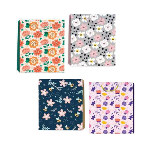 GBFL023M BOLSA DE REGALO 7 X 9 PULG FLORES MATE 4 MOD CUTE FLOWERS CON 1 PZ O CAJA CON 48 PZS