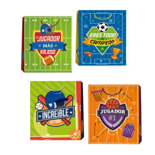GBKID035M BOLSA DE REGALO 7 X9 PULG INFANTIL MATE 4 MOD CAMPEONES CON 1 PZ O CAJA CON 48 PZS