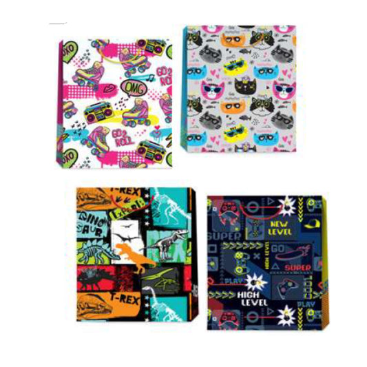 GBKID031M BOLSA DE REGALO 7 X 9 PULG INFANTIL MATE 4 MOD CRAZY MOWRD CON 1 PZ O CAJA CON 48 PZS