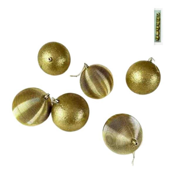 GD-1982A-10 SET DE 6 PZS  ESFERAS NAVIDEÑAS DECORATIVAS 10CM CON 1 PZ O CAJA CON  36 PZS
