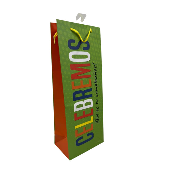 GBHB275B BOLSA DE REGALO 5 X 14 PULG CUMPLEAÑOS MATE 4 MOD BOTELLA FESTEJO CON 1 PZ O CAJA CON 48 PZS