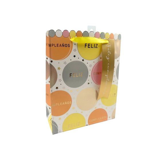 GBPTO105L BOLSA DE REGALO 10x12.5 PULG TODA OCASION HOT STAMPING 4 MOD CIRCULOS COLORIDOS STAMPING MATE 4 MOD CIRCULOS COLORIDOS CON 1 PZ O CAJA CON 48 PZS