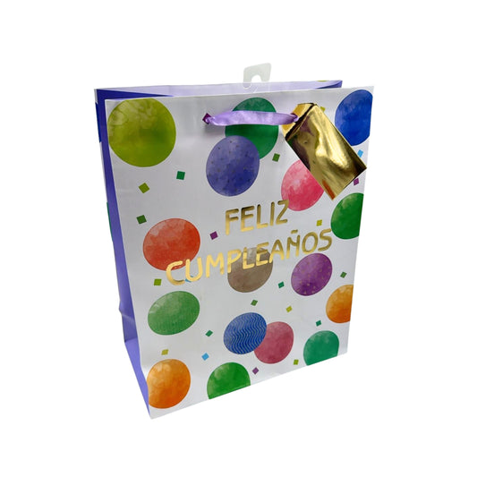 GBPHB136L BOLSA DE REGALO 10 X 12.5 PULG CUMPLEAÑOS HOT STAMPING MATE 4 MODGLOBOS BRILLANTES CON 1 PZ O CAJA CON 48 PZS