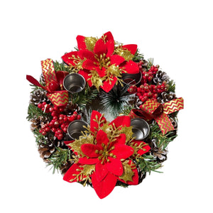 GE-0252 CENTRO DE MESA NAVIDEÑO CON BASE PARA VELA, CON 1 PZ O CAJA CON 32 PZS